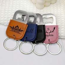 Custom Engraved PU Leather Bottle Opener Keychain, Personalized Beer Bottle Opener Keychain With Name/Text, Portable Stainless Steel Bottle Opener Keychain, Unique Gift For Him, Dad, Husband, Birthday And Father's Day - Multicolor - View 4