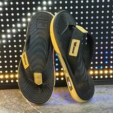 Sandal Jepit Klasik Warna Polos, Sol Bertekstur Anti Selip, Sandal Slip-On Nyaman untuk Pemakaian Sehari-hari, Tahan Lama & Tidak Mudah Berubah Bentuk - Hitam - View 11