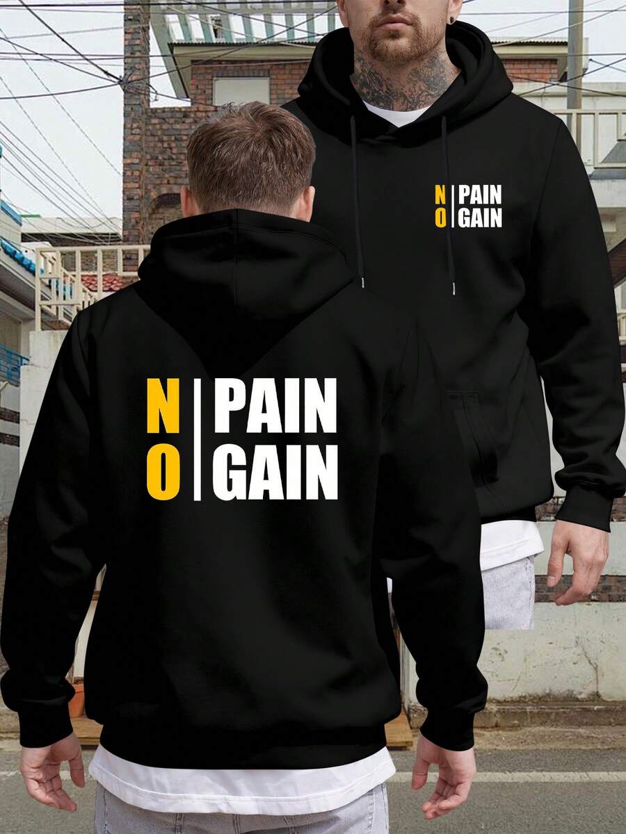 Men'S Hooded Sweatshirt With Dual-Sided Print | Casual Sports Hoodie With Fall/Winter Geometric Pattern And Slight Stretch Fabric | Long Sleeve Regular Fit Essentials Hoodie Hoodie Women Sweatshirts Women Hoodies Men's Hoodie Sweatshirts Men Essentials Fear - màu đen - Xem 1