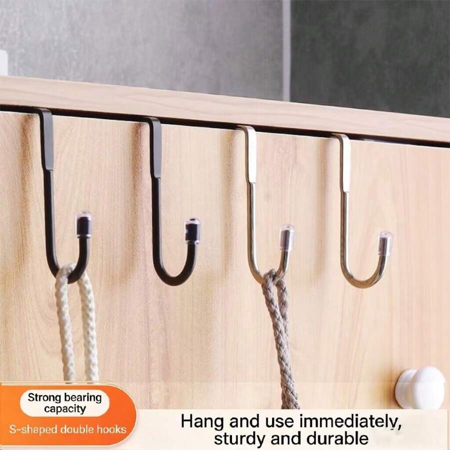Stainless Steel Double S-Shaped Hooks, Easy Installation, Suitable For Kitchen, Bathroom Or Cabinet, Can Hang Clothes, Towels And Storage - Double S-shaped Hook - View 1