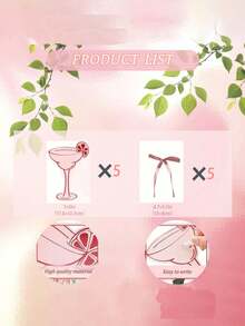 A Set Of 10 Pink Cocktail-Themed Place Cards, Including 5 With Bows - 3 Different Card Designs, Suitable For Use As Tablecloth Place Cards, Business Cards, Table Numbers, Wedding Seating Charts, Etc. - View 9