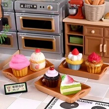 Simulation Mini Erdbeercreme-Kuchen, Matcha-Schokoladen-Kuchen, Puppenhaus Dessert Shop Dekoration, Kühlschrankaufkleber, Auto Dekoration, DIY Material, Creme Kleber Verzierung, zufälliger Stil - Verschiedenfarbig - Übersicht 4
