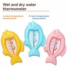 1pc Minimalist Fish-Shaped Thermometer, Cartoon Water Temperature Meter, Indoor Thermometer, ABS Material, Suitable As Christmas, Halloween, Bathroom Decor And Bathroom Accessory Gift (Random Style) - Multicolor - View 4