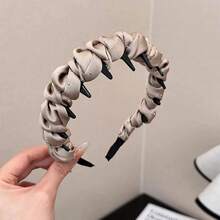 Romantic Starry Satin Wrapped Comb Headband, Minimalist Fashionable Fluffy Crown Top Head Band - Multicolor - View 2