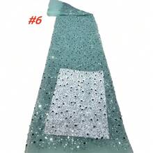 Vải ren lưới Nigeria chất lượng cao năm 2026, thêu hạt cườm và đính sequin kiểu Pháp châu Phi, thích hợp làm nguyên liệu may váy cưới. - A - Xem 9