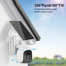 400万像素4G安防摄像头，安装简便，355°旋转和100°倾斜，全彩夜视，移动侦测，双向语音，IP65防水，太阳能供电，适用于家庭、办公室和商店，无需布线，安装简便，可24/7全天候监控婴儿和宠物，WiFi安防摄像头，设置简单，实时高清视频，移动报警 - 白色 - 查看 6