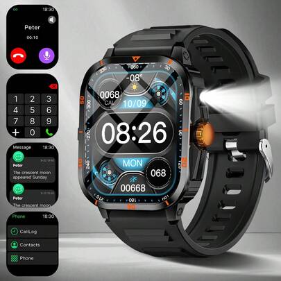 高精度GPS智能手表，具备无线通话/拨号功能 | 内置LED手电筒、指南针、2.01英寸IPS高清显示屏、超过100种运动模式，支持健身追踪、户外运动、GPS L1+L5双频定位、可充电锂聚合物电池