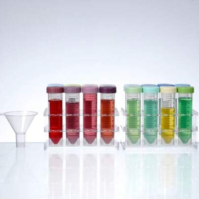 5件套彩色离心管套装，实验室分拣瓶，缺失位置科学实验用品，彩色分装储存瓶，多用途分拣容器，颜色实验，密封性强，适用于液体和固体密封，适合家庭、学校和实验室使用