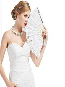 1pc Customized Lace Folding Fan, Exquisite Hollow Lace Foldable Fan, Vintage Palace Style Dance Fan, Classical Double-Layer Lace Fan For Wedding, Lolita Lace Fan, Tassel Folding Fan, Performance & Daily Use, Customized Wedding Accessory - Multicolor - View 3