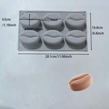 1个六排咖啡豆硅胶蛋糕模具，法式甜点硅胶皂模具，DIY红唇手工烘焙模具 - 查看 12