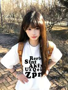 Áo thun nữ tay ngắn cổ tròn bằng chất liệu cotton nguyên chất, kiểu dáng mùa hè mới, dáng rộng thoải mái. - trắng - Xem 4