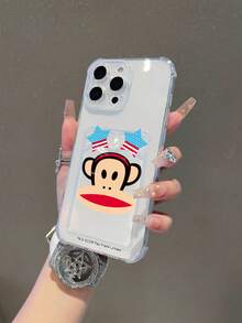 Funda de teléfono transparente con licencia oficial de Paul Frank, protección de Body completo a prueba de golpes con cubierta para cámara, diseño con cabeza de mono y patrón de estrellas, nuevo diseño compatible con iPhone 13/14/15/16/17 Pro Max - Multicolor - Ver 4