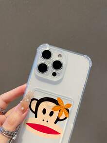 官方授权 Paul Frank 透明手机壳，全包覆式防震摄像头保护套，卡通猴子和花卉图案，全新设计，兼容 13/14/15/16/17 Pro Max - 彩色 - 查看 5