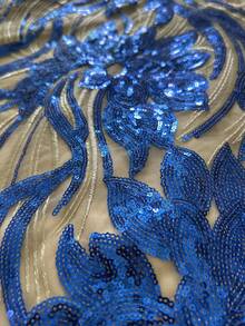 Romagic 曲线款无袖亮片长款连衣裙，V领露背系带A字优雅舞会礼服，春夏款 - 藍色 - 查看 4