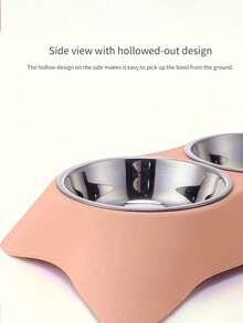 Customizable Name Or Text Stainless Steel Double Bowl Pet Food Bowl, Non-Slip Bottom And Easy-Clean PP And Steel Pet Feeder, Suitable For Pet Birthday And Anniversary Gifts - Multicolor - View 3