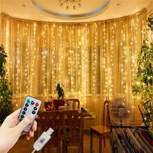 4pcs LED Curtain Lights With 8 Lighting Modes, Color Changing, Remote Control, USB Powered Fairy Lights For Wedding, Party, Birthday, Christmas, Easter, Mother's Day, Halloween Decor, Hanging Backdrop - USB Plug Curtain Light - View 21