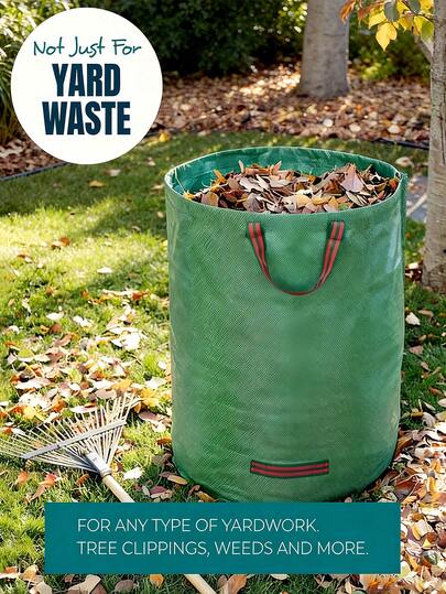 Reusable Garden Trash Bags, Leaf Collection Bags - 120/272/300 Gallon Capacity, Suitable For Lawn Cleaning, Garbage And Debris, Leaves, Laundry And Miscellaneous, Durable Foldable Design, Sturdy Handles, Great For Garden Cleaning And Yard Maintenance, Gardening Tools, Gardening Supplies, Gardening Accessories, Easter, Plant Supplies, Lawn And Garden Rakes, Indoor Decor, Outdoor Decor, Storage Bags, Outdoor Furniture Sets, Patio Furniture Sets