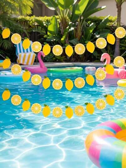 2 chiếc - Dây hoa chanh chuyển màu, Dây cờ chanh, Trang trí tiệc chanh cho sinh nhật, đồ dùng trang trí tiệc mừng em bé, trang trí quầy nước chanh, trang trí tiệc nước chanh màu vàng trong nhà ngoài trời, phông nền dã ngoại mùa hè