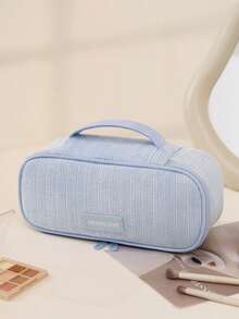 1件/套纯色灯芯绒化妆包，女孩化妆包套装，化妆品收纳包，多功能储物包，带拉链手拿包，轻便洗漱包，可收纳护肤品、化妆品、唇油、防晒霜、护手霜、耳机、零钱、文具、小物件等。可爱化妆包，化妆包，化妆盒，化妆包，日常通勤必备，旅行必备，圣诞节和生日的完美礼物之选。 - 藍色 - 查看 7