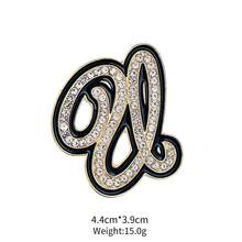 1pc Cute Zinc Alloy Rhinestone & Enamel 26 English Letter Brooch, Suitable For Women's Daily Wear - Gold and Black - View 12