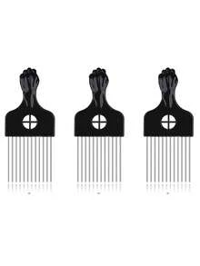发梳 - 黑色拳头手柄设计，金属梳齿，非洲发梳，卷发梳，男女皆宜 - 拳頭挑髮梳 - 查看 13