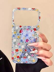 Funda de teléfono con pintura estética de flores coloridas de principios de primavera, compatible con iPhone 17 Pro Max, 16 Pro New, 17, 14 Pro, 15 Pro, cubierta de teléfono a prueba de golpes de doble capa con brillo creativo - Azul - Ver 5