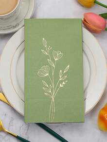 20 piezas de servilletas desechables de papel de 2 capas con estampado de hojas verdes grandes, tamaño 40 x 33 cm, adecuadas para bodas, fiestas, vacaciones, cumpleaños, decoración de aniversarios, suministros para fiestas - multicolor - Ver 9
