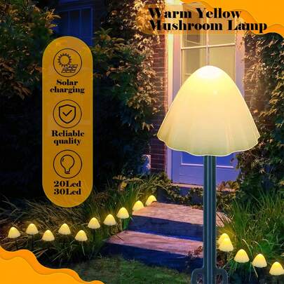 Đèn sân vườn hình nấm năng lượng mặt trời 20 đèn LED, 8 chế độ, chống nước IPX4, mô phỏng hình nấm cắm lối đi trong vườn, trang trí sân hiên, ánh sáng ấm áp và nhiều màu sắc, quà tặng lễ hội.