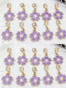 10 piezas Llavero de flor de sakura de aleación, diseño floral elegante, con etiqueta, adecuado para colgar en bolsos, llaves de coche, regalos de cumpleaños y vacaciones para parejas, tono rosa, regalo para mujer, regalo del Día de San Valentín, accesorios para automóvil, regalos con estilo gótico lindo Y2K para madre, padre, graduación y maestro - Flor de cerezo morada A - Ver 7