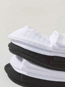 20 Pairs Men's Simple Solid Black & White Socks, American Style Breathable Moisture-Wicking Crew Socks, Couple Matching - Multicolor - View 7