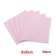 30/50pcs 8*8cm Jewelry Polishing Cloth, Silver Jewelry Polishing Cloth, Double-Sided Velvet Silver Jewelry Cleaning Cloth - Pink - View 6