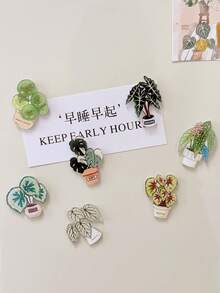 亚克力创意磁性冰箱贴，装饰家具配件，图案为龟背竹和秋海棠叶 - 龜背葉 - 查看 6