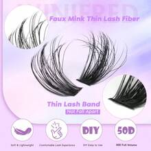 Winifred Cluster Eyelash Extensions Wispy Lash Clusters Thick Volume Individual Lashes 50D Lash Extension D Curvature Eyelash Clusters 16mm DIY Faux Mink Eyelash Extension (240pcs) - 濃密型-50D 睫毛簇 - 查看 3
