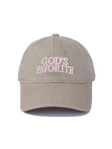 1pc Women's God's Favorite Embroidered Baseball Cap, Suitable Everyday, Festivals And Gatherings - Màu Khaki - Xem 13