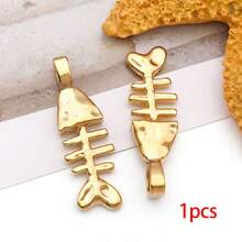 1件金色不锈钢海洋动物吊坠，天然贝壳镶嵌，包含贝壳螃蟹、海星等吊坠，可用于制作项链、手链、耳环，打造海洋主题珠宝，亦可作为DIY礼物。 - 彩色 - 查看 11