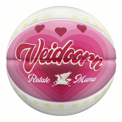 veidoorn 1pc Size 7 Standard Valentines Series Rubber Basketball, Carousel Pattern, Suitable For Indoor/Outdoor Training, Moisture-Wicking & Wear-Resistant, Perfect Gift For Girlfriend Or Boyfriend