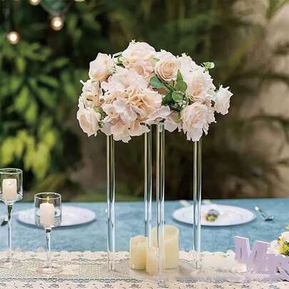 Soporte de flores con diseño cúbico, adecuado para eventos en el hogar, fiestas, bodas, compromisos, decoración de mesa de comedor