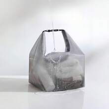 1pc Waterproof Large Capacity Drawstring Bag, Unisex Outdoor Travel Toiletry Pouch, Spacious Swimwear Storage Bag, Foldable & Adjustable Size, Designed For Wet & Dry Separation - Grey - View 2