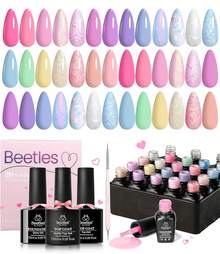 Beetles Spring Gel Polish Set - Fingertip Palette, 32 Colors Valentines Polish Set With Base Top Coat - 24Pcs 20 Colors Dreamland Unicorn - View 9