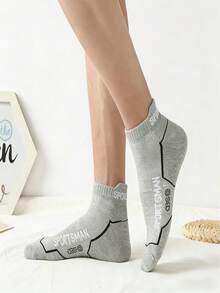 1 Par de Meias Esportivas Respiráveis e Absorventes de Suor Criativas para Homens, Adequadas para Primavera/Verão, Meias Casuais de Tornozelo - Multicolorido - Visão 9