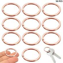 30/50/80个装扁平钥匙圈，金属圆形扁平双层开口环，适用于家居收纳、狗牌、钥匙链、各种悬挂配件和DIY手工制作 - 平圈 - 查看 15
