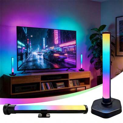 1 قطعة/2 قطعة مصباح أرضي ذكي LED RGB، أشرطة إضاءة LED RGB، أضواء مكتبية ديكورية LED تعمل بالطاقة USB، إضاءة ليلية RGB، إضاءة محيطية متغيرة اللون لغرف الألعاب والمكاتب وديكورات الحفلات