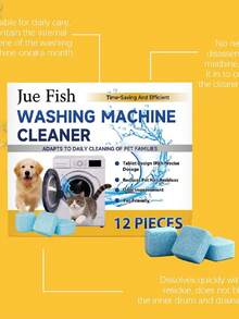 jakehoe 12pcs/Box Washing Machine Cleaner Tablets, Gentle Stain Removal & Descaling, Suitable For Front-Load & Top-Load Washers, Home Cleaning Essential - Solid State - View 5