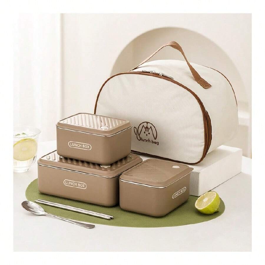 Lunch Boxes & Insulated Lunch Boxes, Insulated Food Jar - Khaki 1200ml + 600ml - View 1