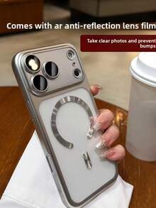 Luxury Matte Semi-Transparent Magnetic Phone Case Compatible With IPhone 17ProMax, 17Pro, 17Air, 17 Pro Max, 16, 15, 14, 13 Pro Max, Supports Magnetic Wireless Charging, Shockproof Phone Protective Cover - Silver - View 3