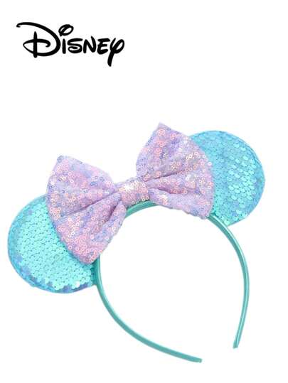 Disney 1pc Pearl Green + Purple Glitter Headband, Pearl Green + Purple Glitter Headband - Holiday Party Headpiece, Photo Prop, Amusement Park Accessory, Suitable For Birthday Party And Easter Event, Cute Bow Cartoon Hair Accessory, Princess Costume Accessory