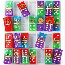 2pcs Resin Domino Mold, 28 Cavities Resin Cast Domino Silicone Mold, Epoxy Resin Mold, Suitable For DIY Domino Game, Pendant, Jewelry - Milky White/silicone - View 1