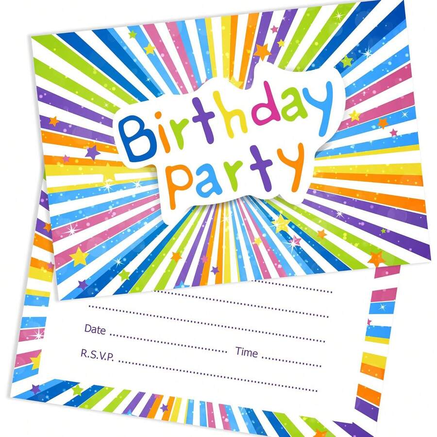 A6明信片尺寸生日派对邀请函,色彩缤纷的设计,适合生日庆祝活动 - A - 查看 1