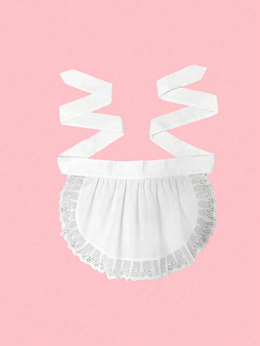 1pc Fashionable Black & White Lolita Style Maid Apron - Polyester Cute Kitchen Cooking Apron For Women, Household Cooking Supplies, Cleaning Protective Apron, Cute Princess Style Apron, Apron, Daily Bib, Half Apron - A - View 1