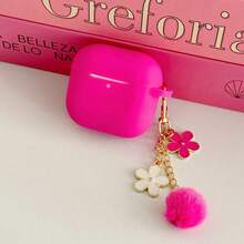 花朵图案单件装苹果黑白花卉链条耳机保护套，兼容 1/2/3/Pro/Pro 2无线耳机，保护套，男女朋友礼物，兼容 4 - 玫瑰紅 - 查看 9